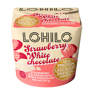 Lohilo proteiinijäätelö 350ml strawberry white