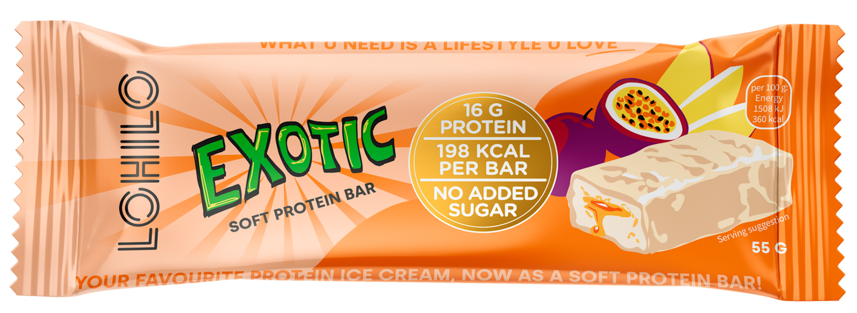 Lohilo proteiinipatukka Exotic 55g - HoReCa-tukku Kespro