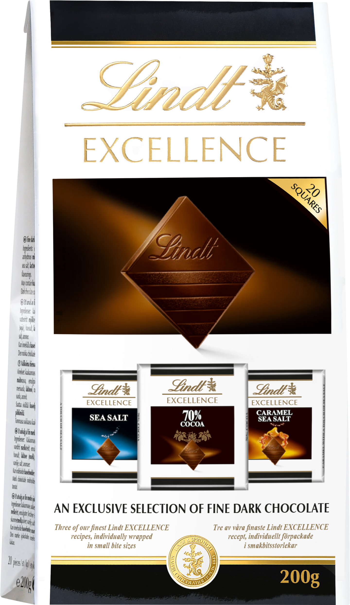 Lindt Excellence tummat suklaapalat 70% 200g