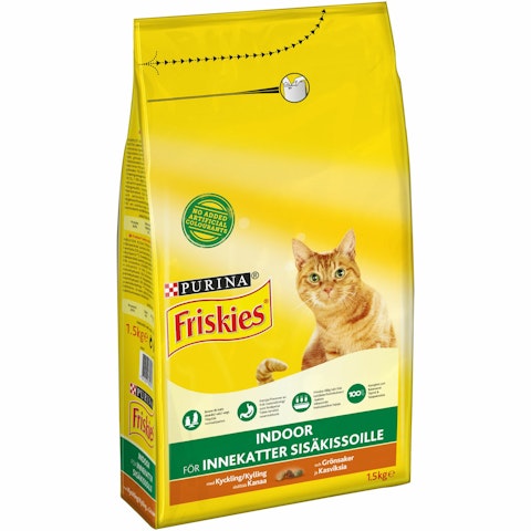 Friskies Indoor Kanaa ja lisättyjä Vihanneksia 1,5kg kissanruoka