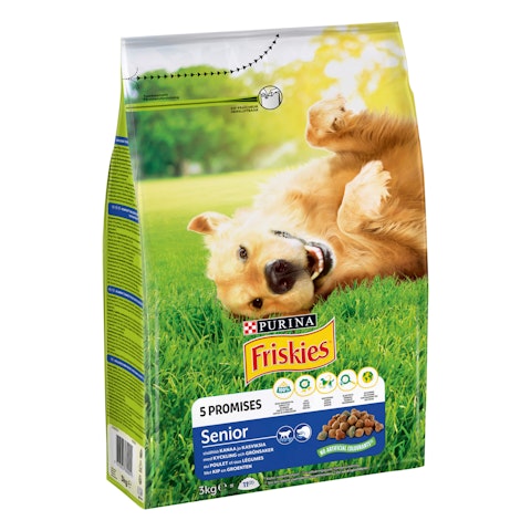 Friskies Senior Kanaa ja lisättyjä Kasviksia koiranruoka 3kg