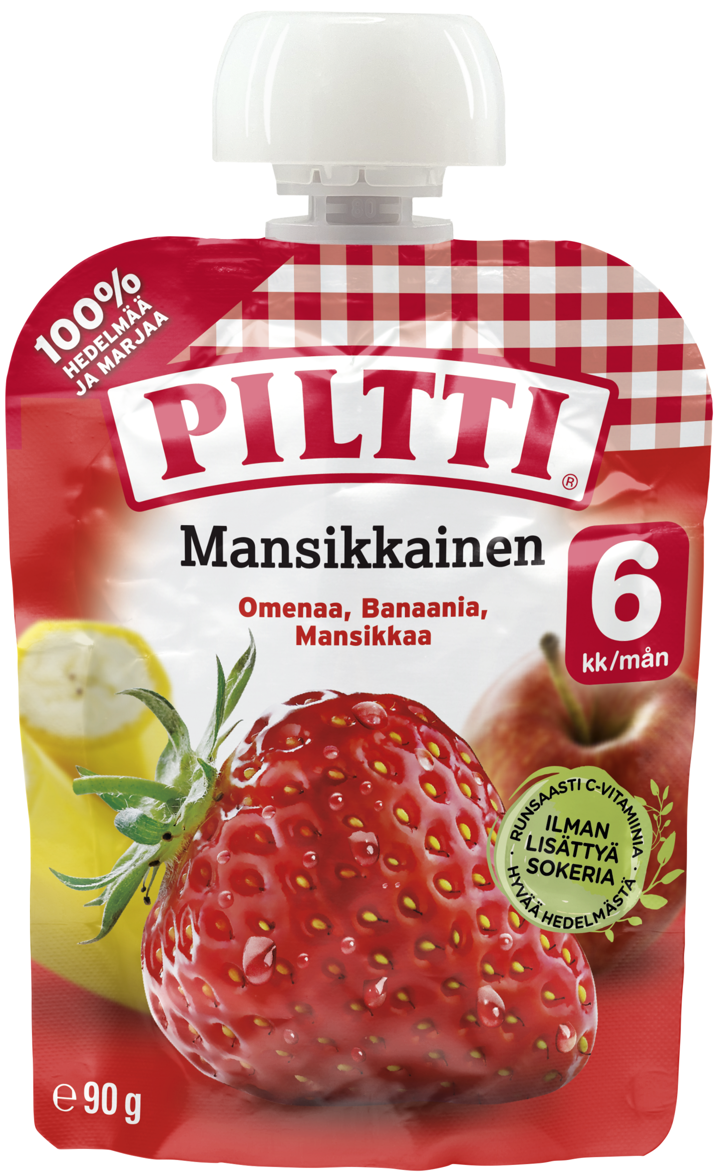 Piltti mansikkainen hedelmäsose 6kk 90g VARTTILAVA