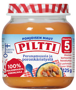 Piltti Pohjoisen maut 5kk 125g perunamuusia ja poronkäristystä