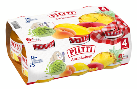 Piltti 6x125g Aurinkoinen hedelmäsose 4kk