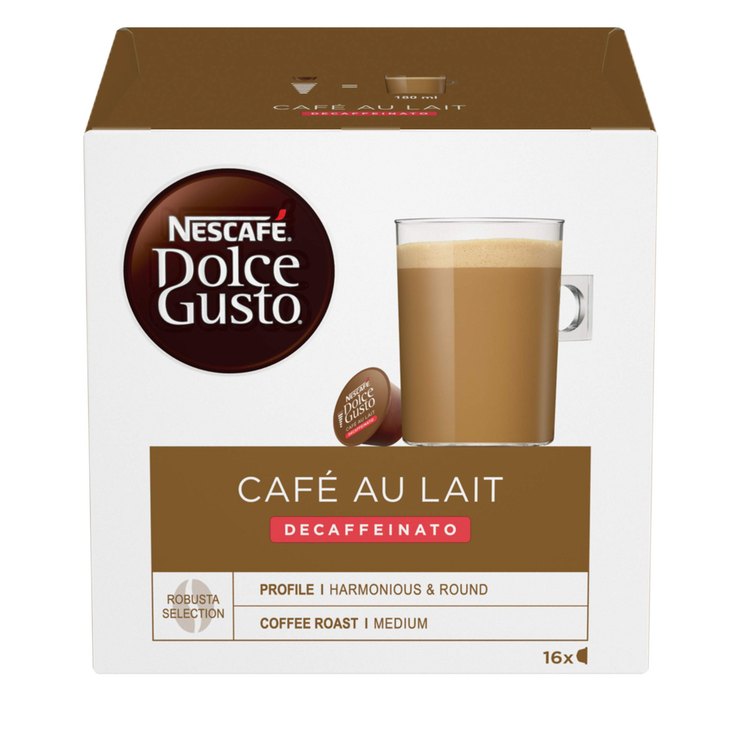 Nescafe Dolce Gusto Cafe u lait 16kaps kofeiiniton