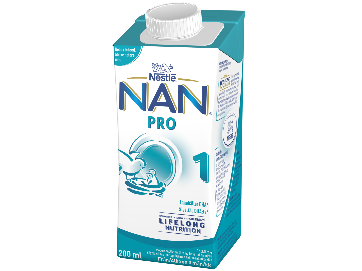 Nestle Nan Pro1 käyttövalmis äidinmaidonkorvike 200ml 1/4LAVA