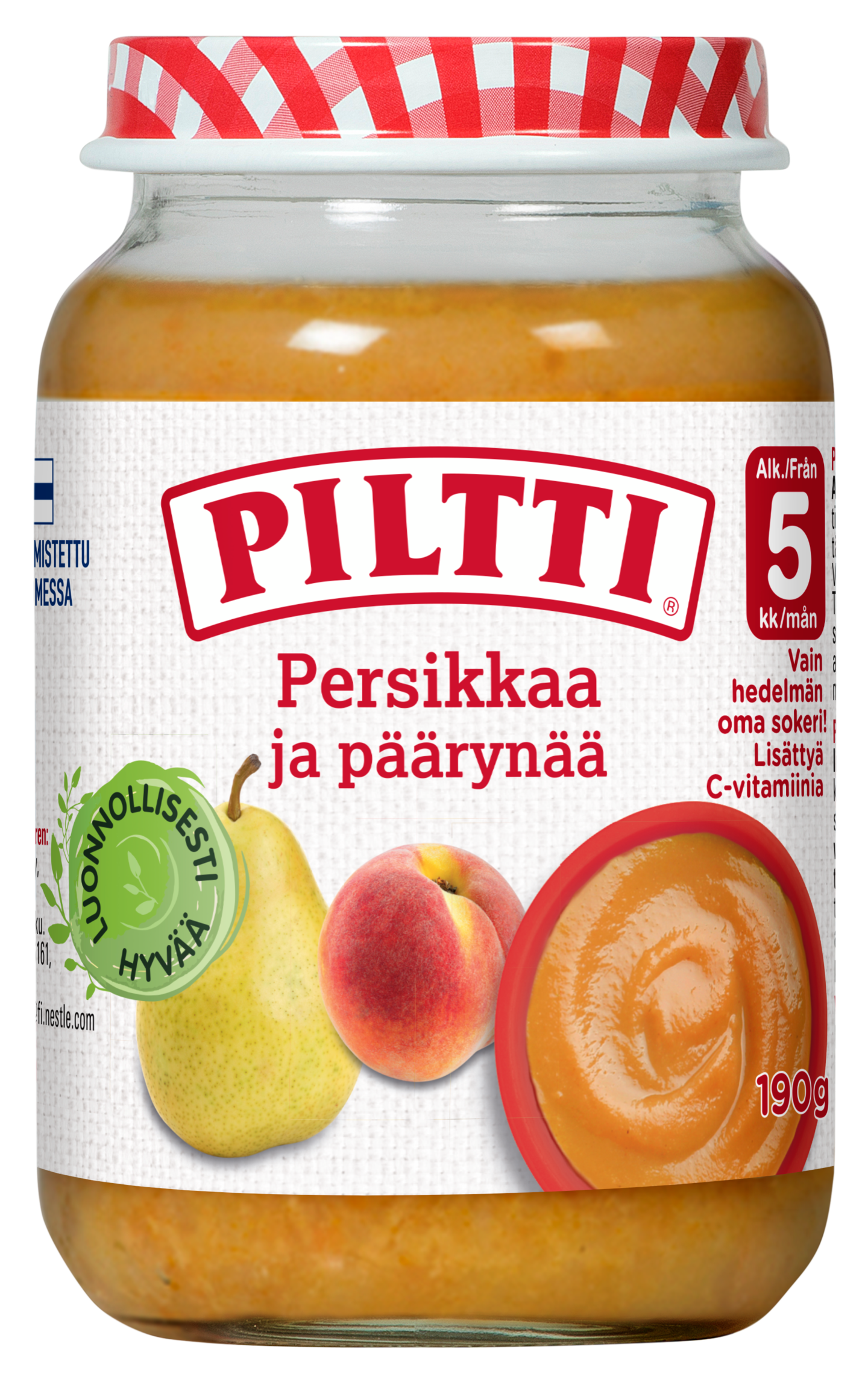 Piltti Persikkaa ja päärynää 190g 5kk