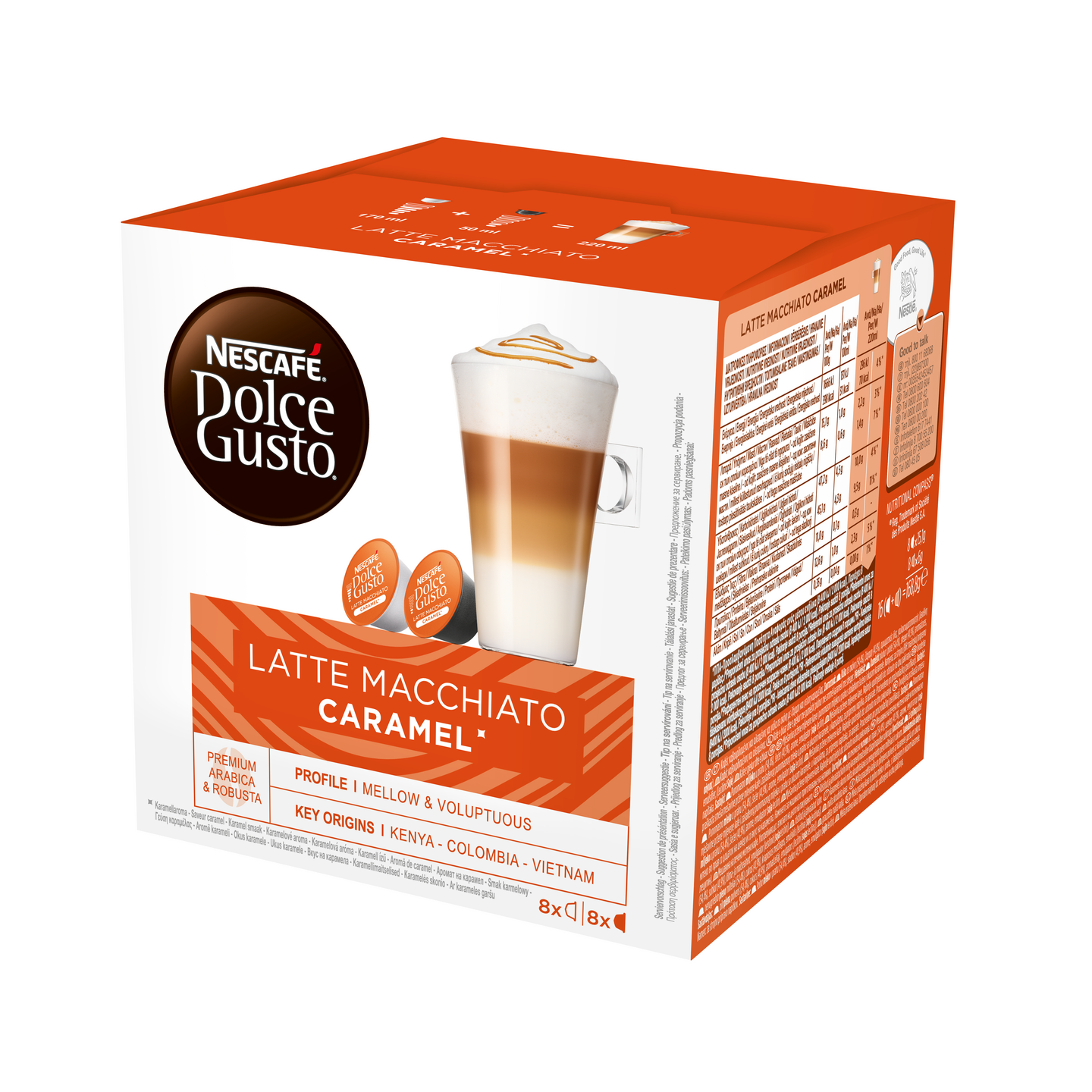 Kavos kapsulės NESCAFE Dolce Gusto Caramel Latte Macchiato, 8+8