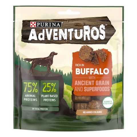 Purina Adventurous Biisonia, muinaisviljoja ja Superfood-aineksia sisältävä koiranherkku 120g