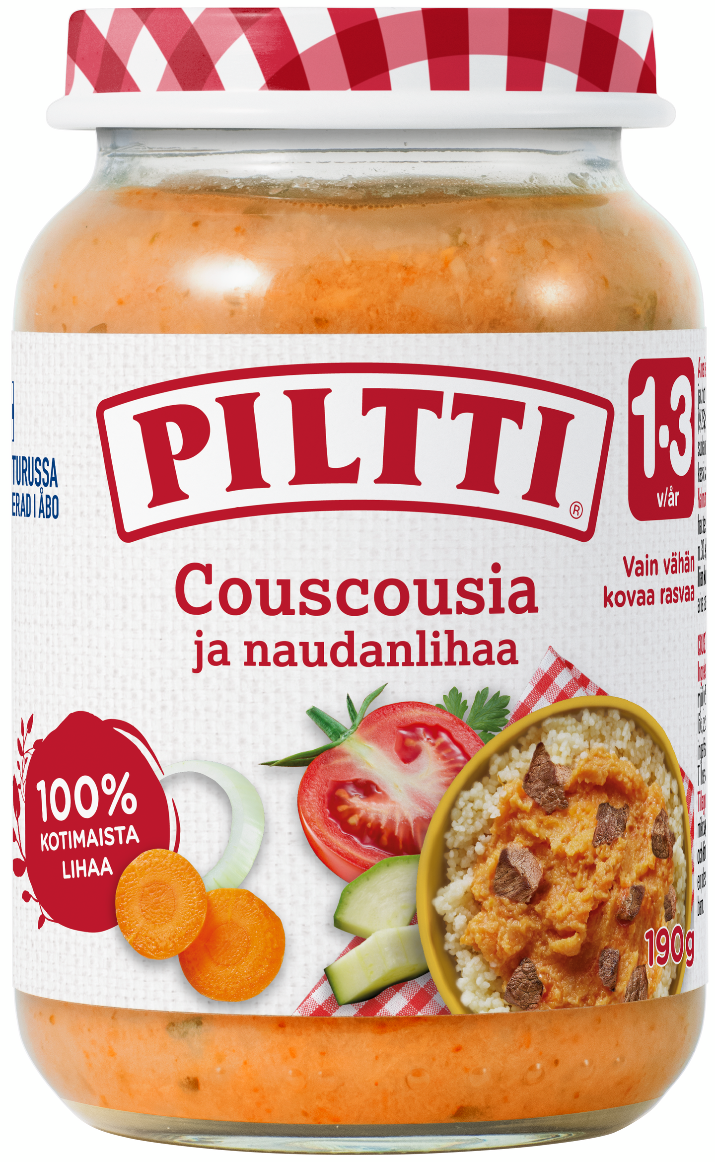 Piltti couscous ja naudanlihaa 190g 12 kk