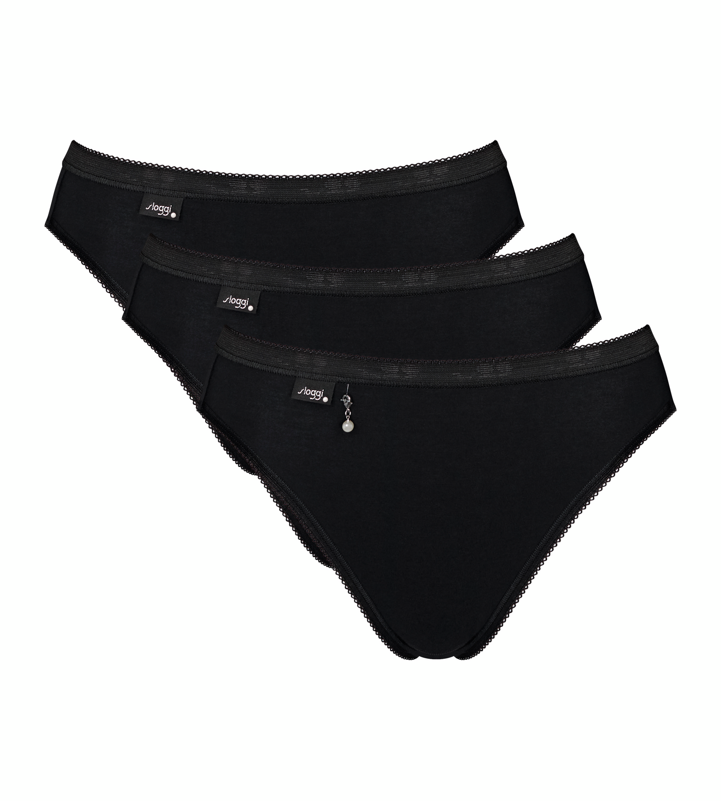 sloggi - basic - tai - slip coton échancré - noir - basic tai lot de 4