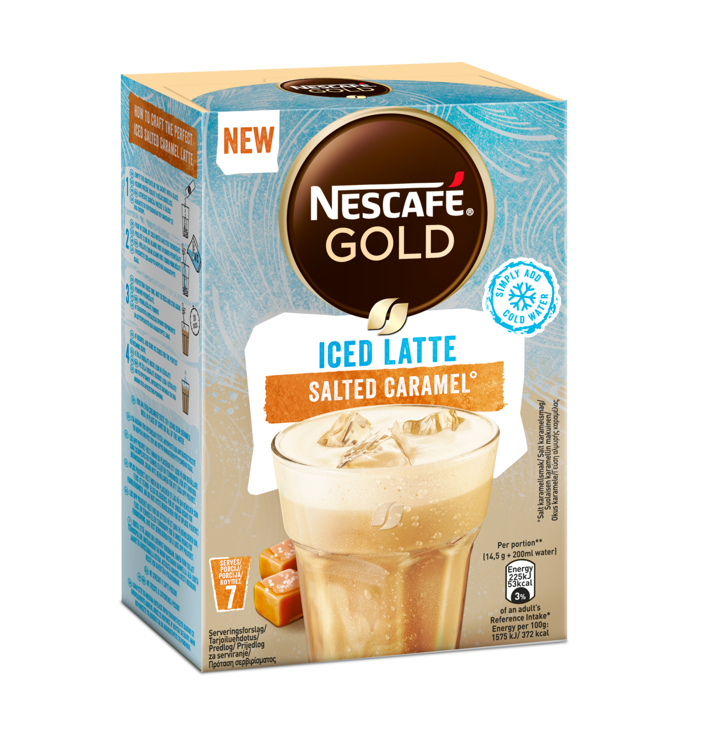 Nescafe Gold Iced Latte erikoispikakahvi Salted Caramel 7 kpl 102g