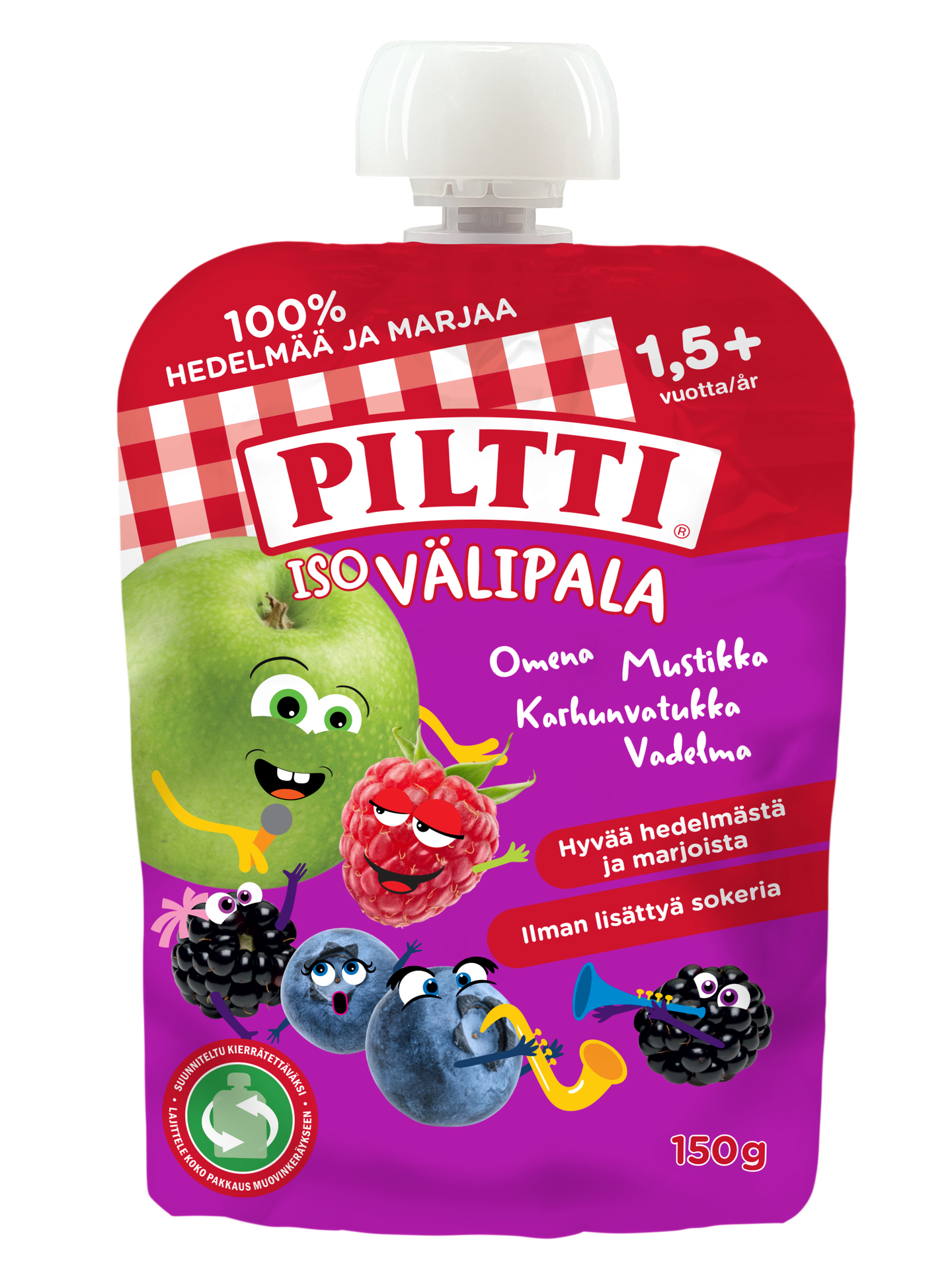 Piltti Iso välipala 150g 1,5+ vuotta omena mustikka karhunvatukka vadelma