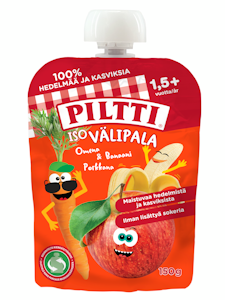 Piltti Iso välipala Omena-banaani-porkkana 1,5+v annospussi 150g