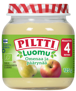 Piltti Luomu omenaa ja päärynää  sokeroimaton 125g 4kk