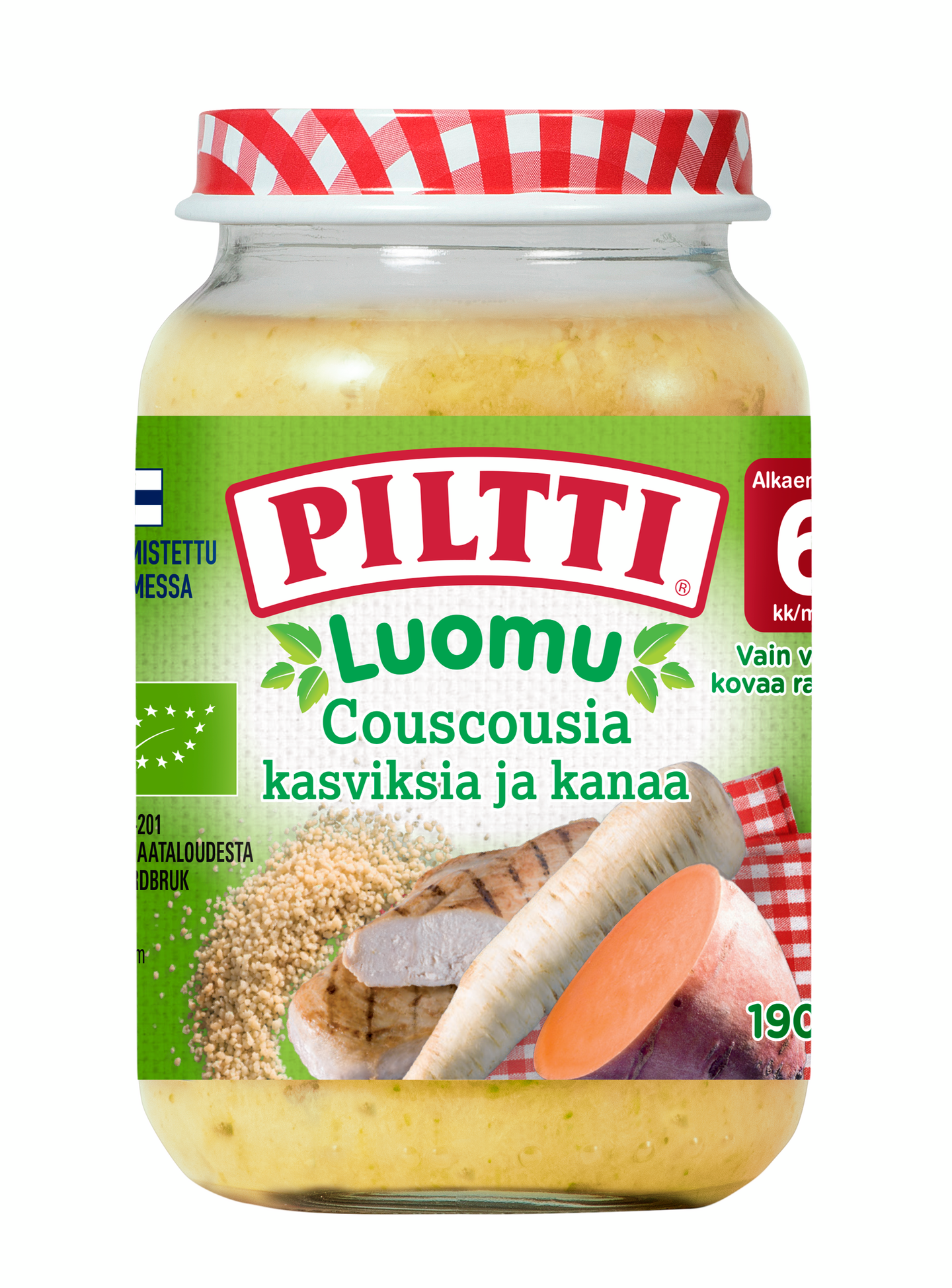 Piltti Luomu Couscousi kasviksia ja kanaa 190g alkaen 6kk