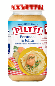 Piltti Pohjoisen Maut Perunaa ja lohta kermaisessa kastikkeessa 250g alkaen 1-3v