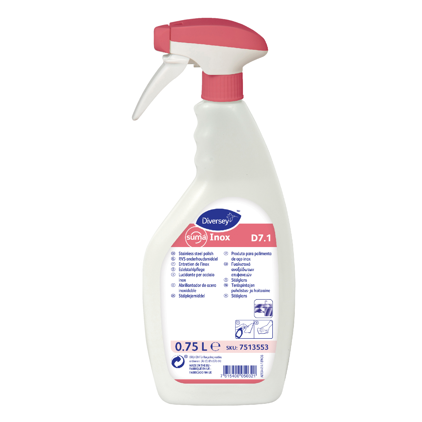 Suma Inox D7.1 Teräspintojen puhdistus- ja hoitoaine 0,75l