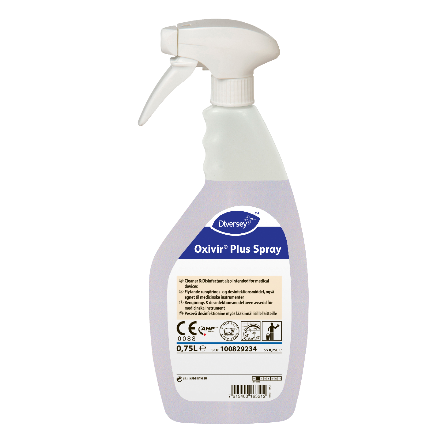 Oxivir Plus Spray 0,75l Pesevä desinfektioaine myös lääkinnällisille laitteille