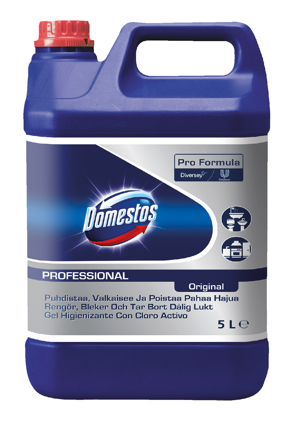 Domestos Professional puhdistusaine sauna, kylpy- ja suihkutilat, WC-altaat,urinaalit, lattiakaivot,