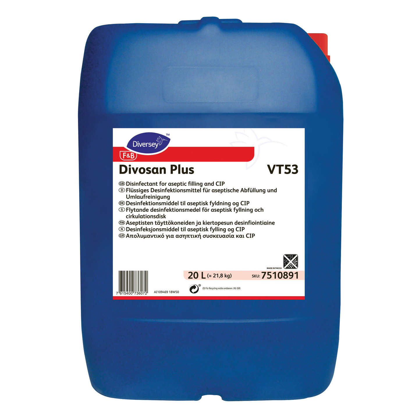 Diversey Divosan Plus VT53 20l Aseptisten täyttökoneiden ja kiertopesun desinfiointiaine