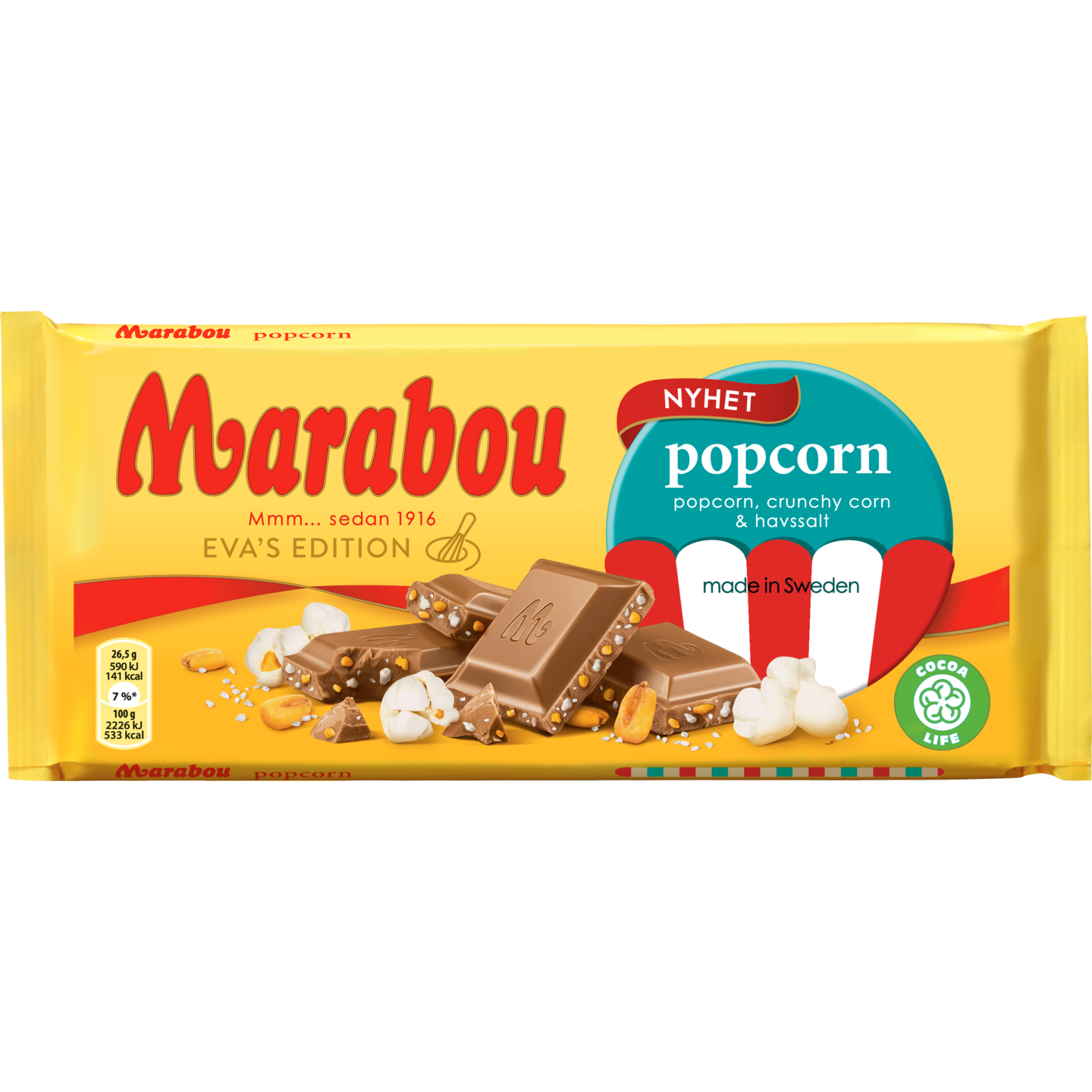 Marabou suklaalevy 185g Popcorn