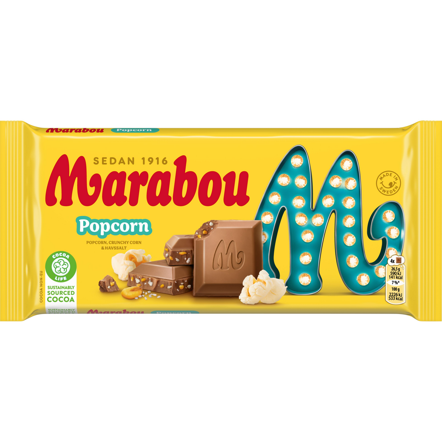 Marabou Popcorn maitosuklaalevy 185g