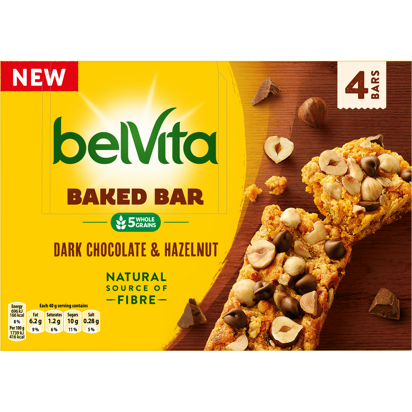 Belvita Baked Bar Dark Chocolate Hazelnut välipalakeksi 160 g