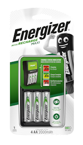 Energizer 4 kpl AA 2000 mAh akku + maxi-laturi