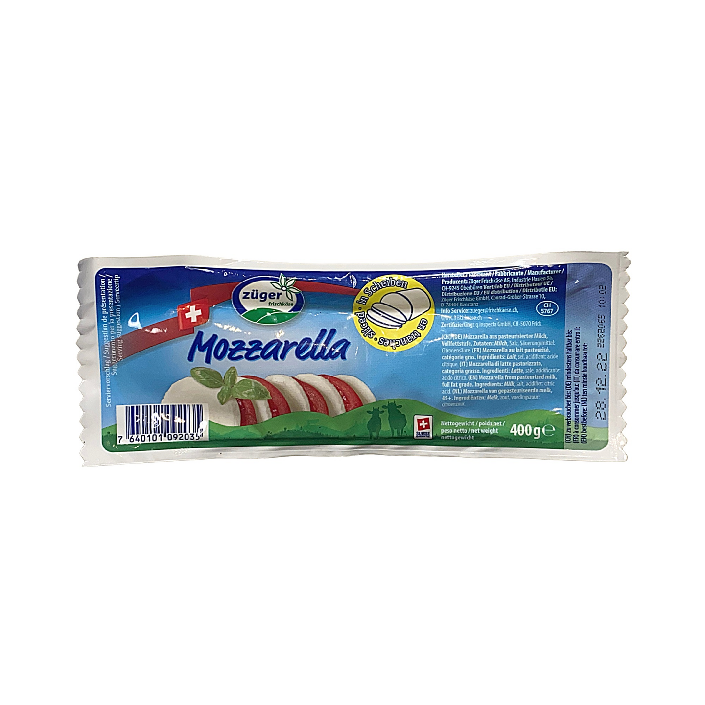 Topfoods Viipaloitu mozzarellatanko 400g laktoositon pakaste