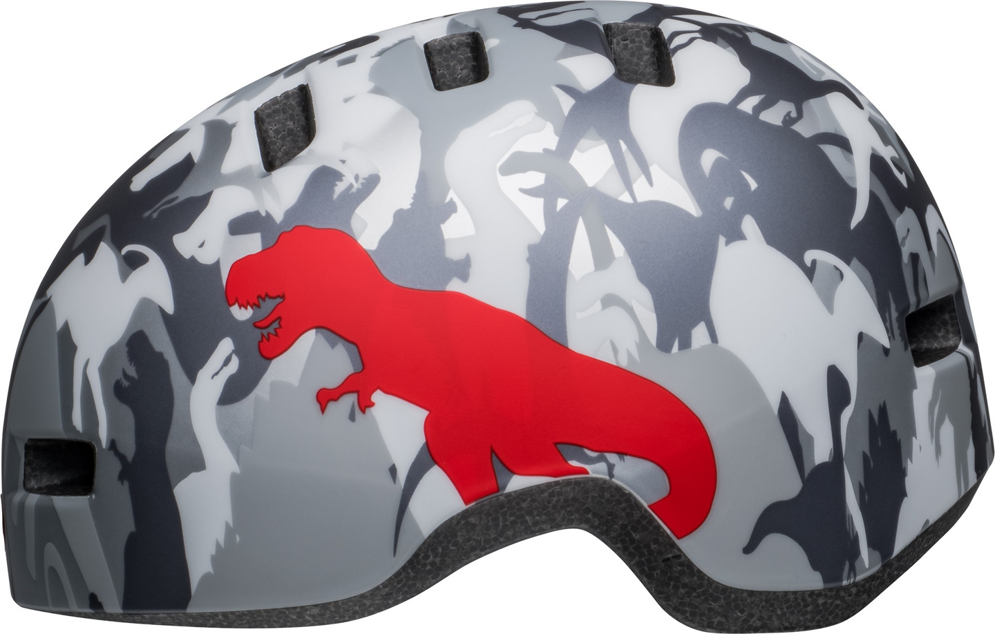 Bell lil ripper pienten lasten pyöräilykypärä  45-51cm matta harmaa/hopea, dino-kuvio