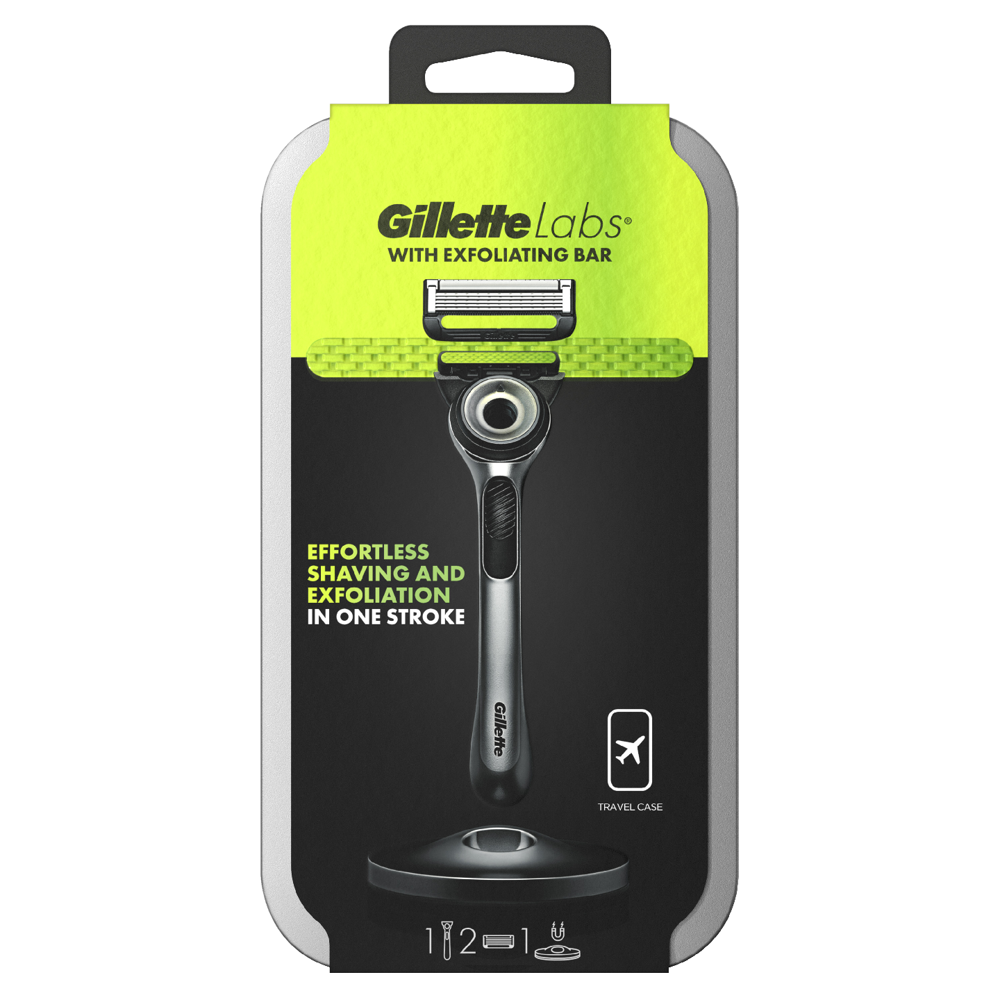 Gillette Labs Exfoliating Razor Silver partahöylä matkakotelolla ja vaihtoterällä