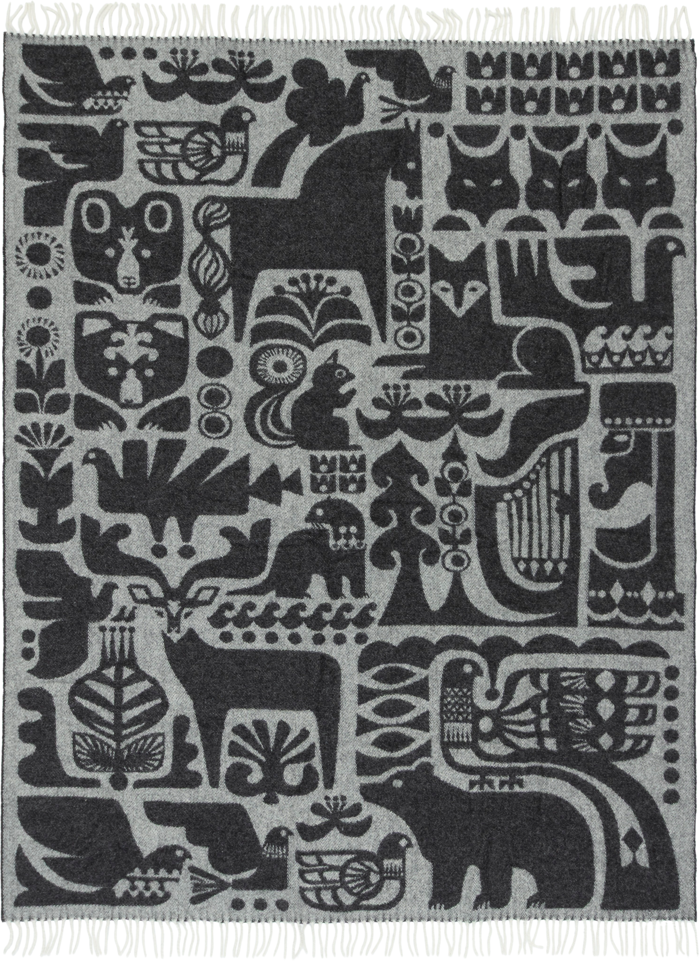 Marimekko Kanteleen kutsu huopa 130x170 cm musta-valkoinen