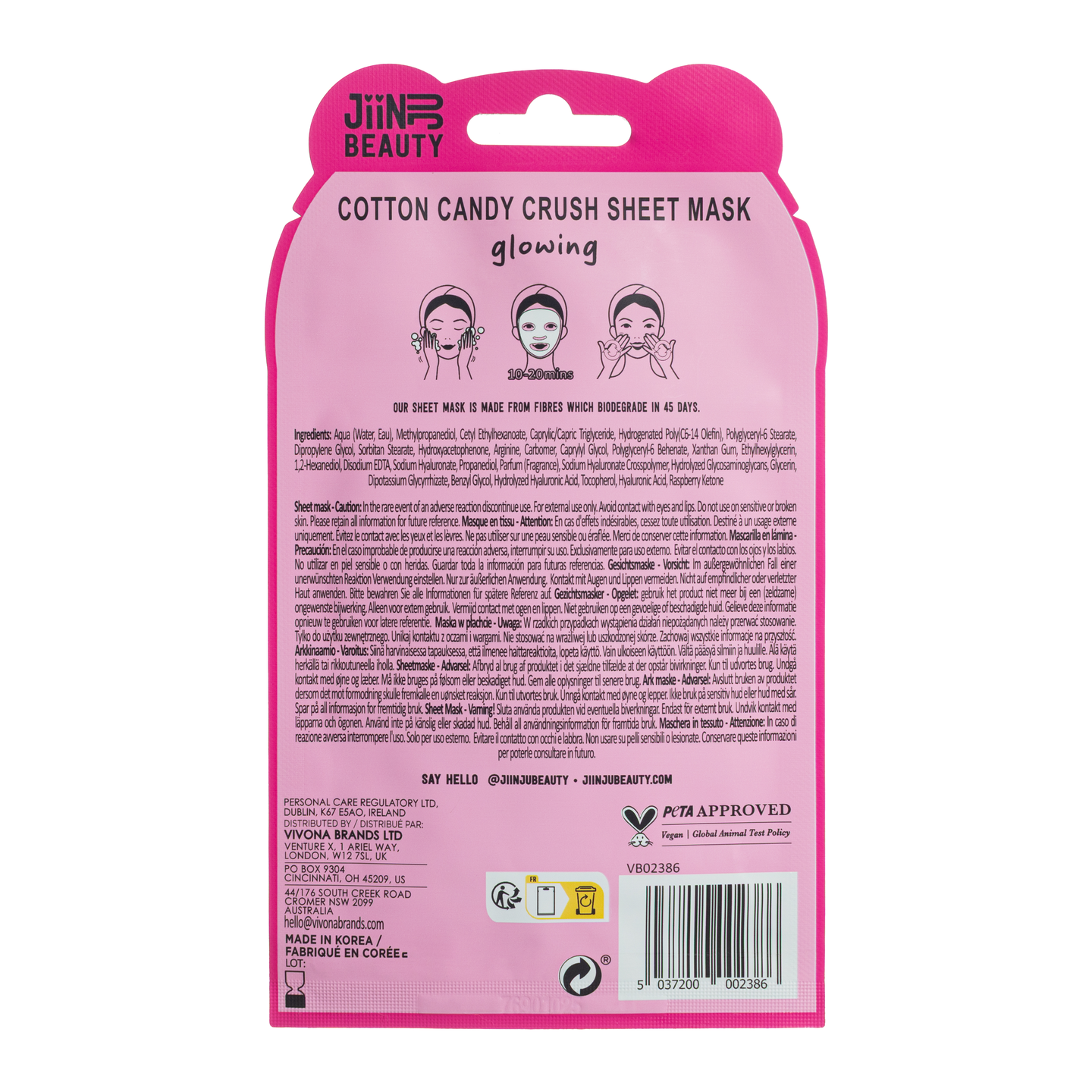 Jiinju Cotton Candy Crush kangasnaamio