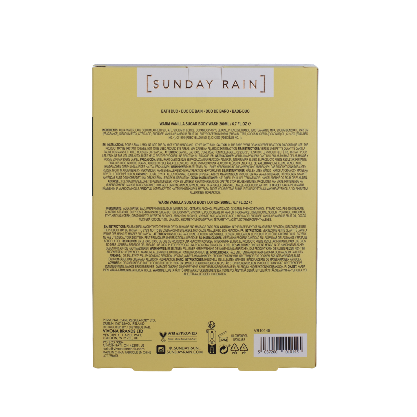 Sunday Rain Warm Vanilla Sugar Body DuoWarm Vanilla Sugar Body Duo