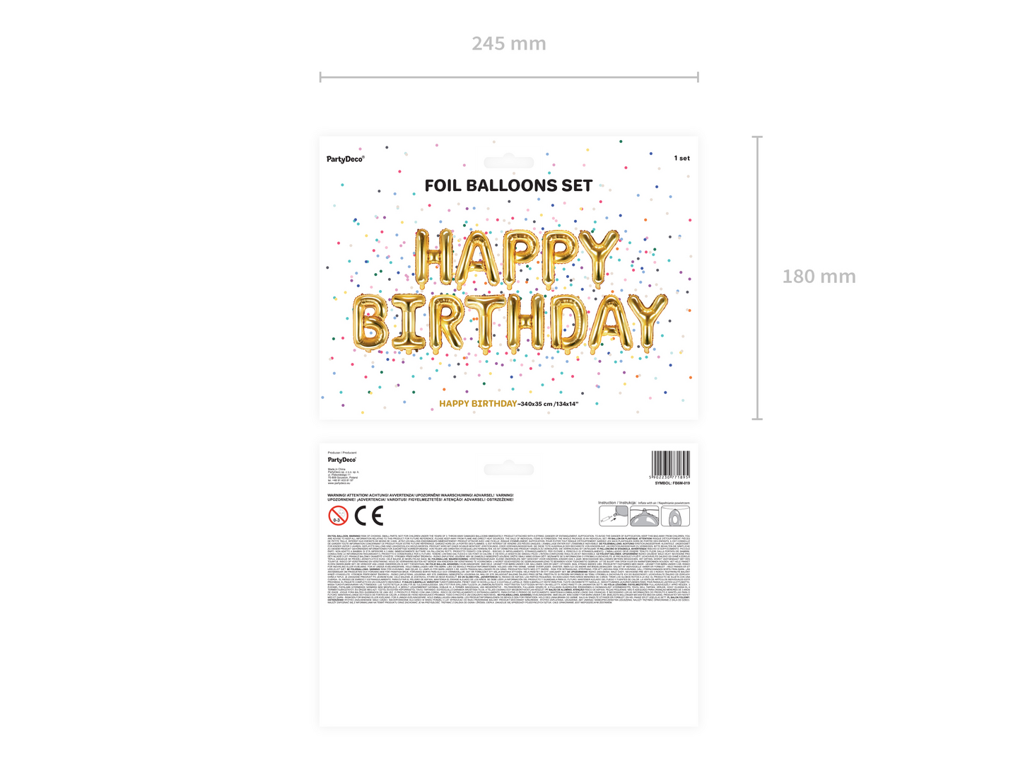 Foliopallosetti Happy Birthday kullanvärinen