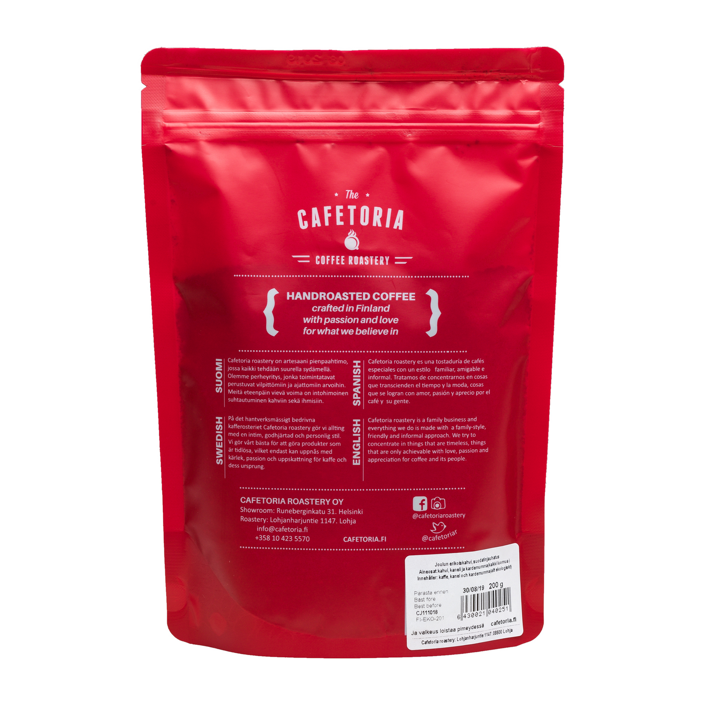 Cafetoria roastery Joulun erikoiskahvi 200 g