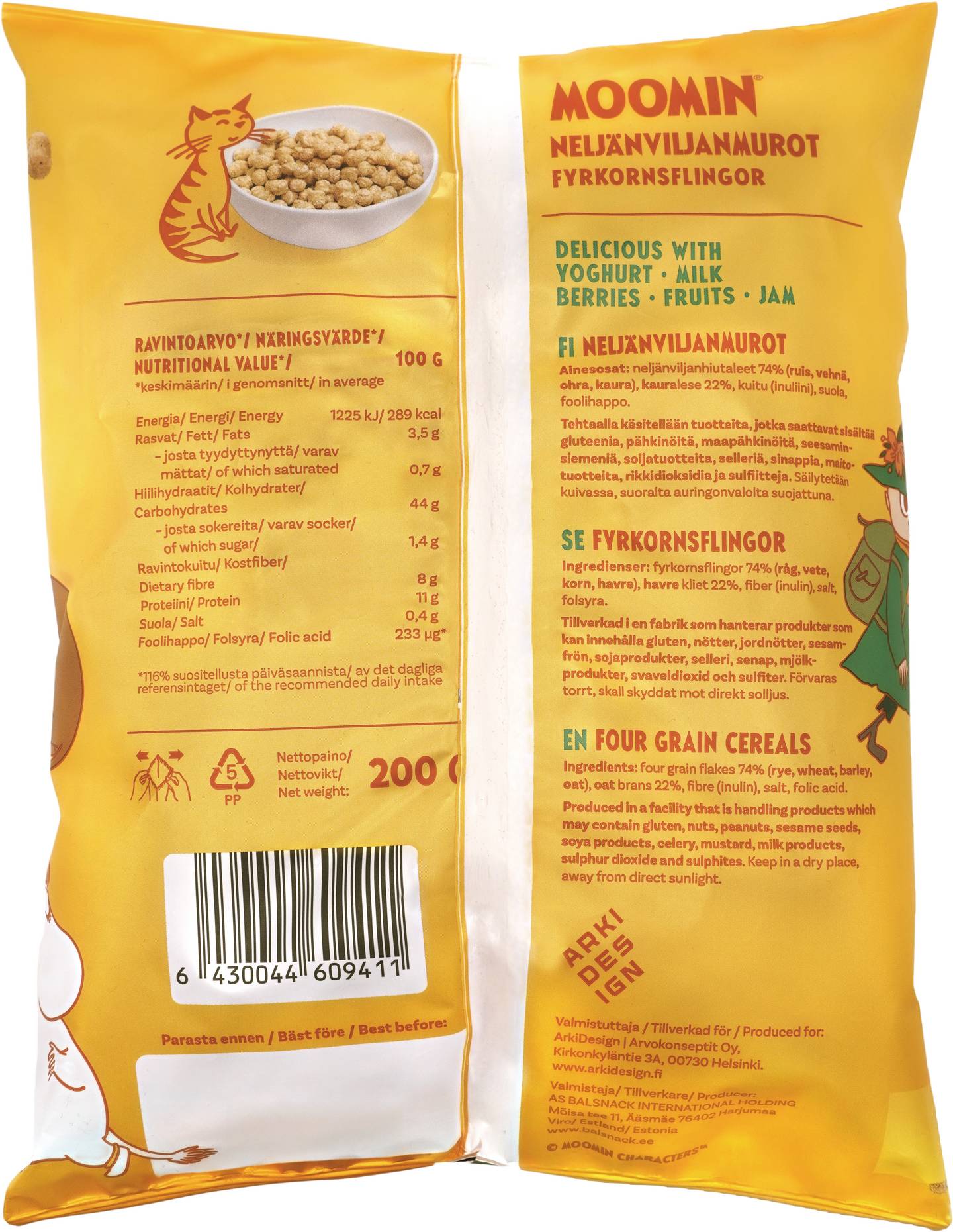 Moomin neljänviljanmurot 200g