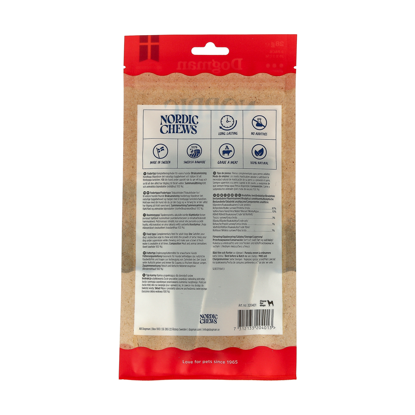 Dogman Nordic  Chews puruluu strips 15cm 2pack 28g