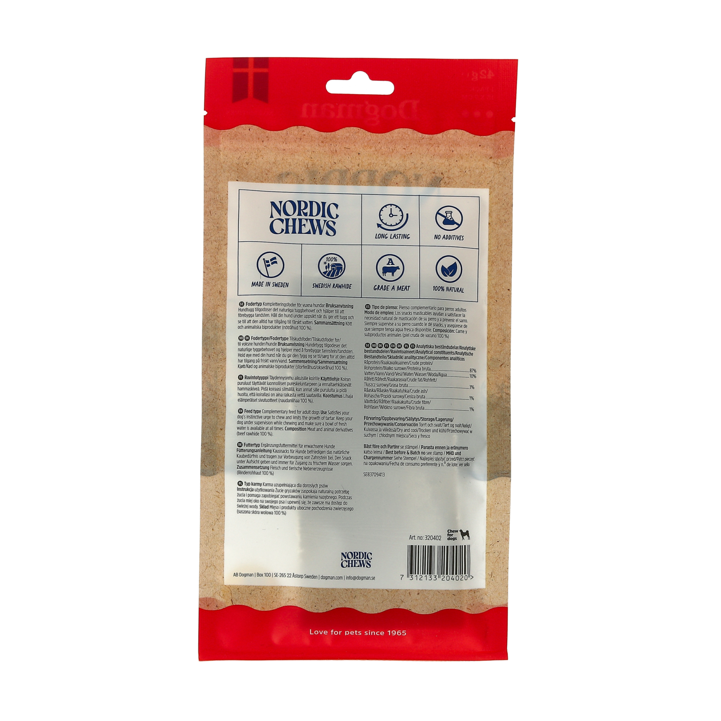 Dogman Nordic Chews puruluu chips 15cm 1pack 42g