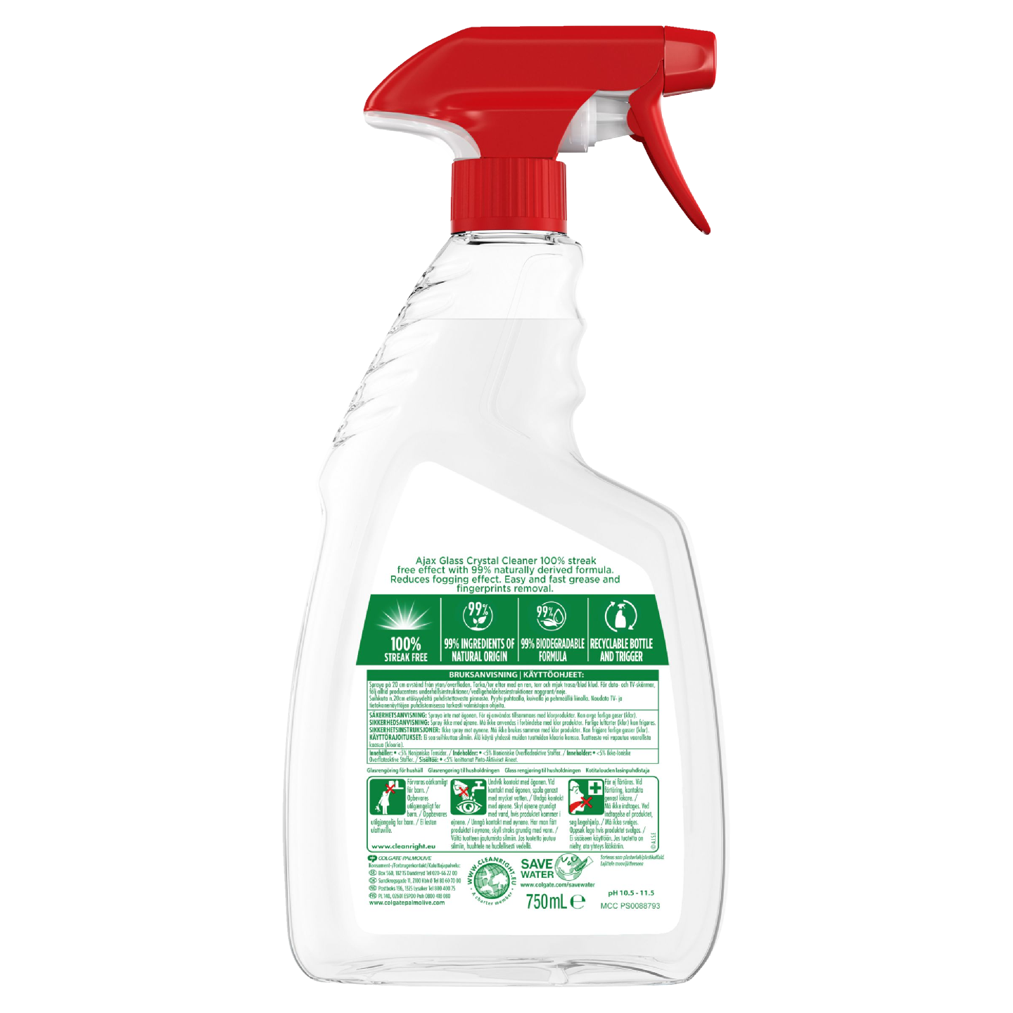 Ajax Crystal Clean lasinpuhdistusspray 750ml