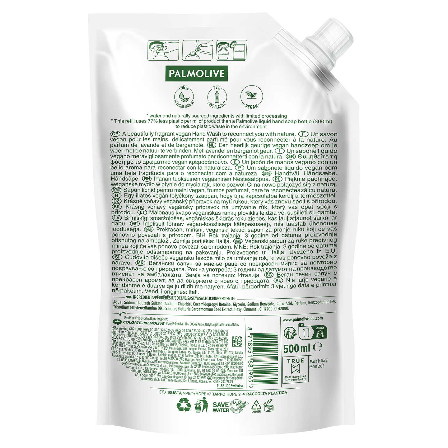 Palmolive Sensorial Escape Lavender & Bergamot nestesaippua täyttöpussi 500ml