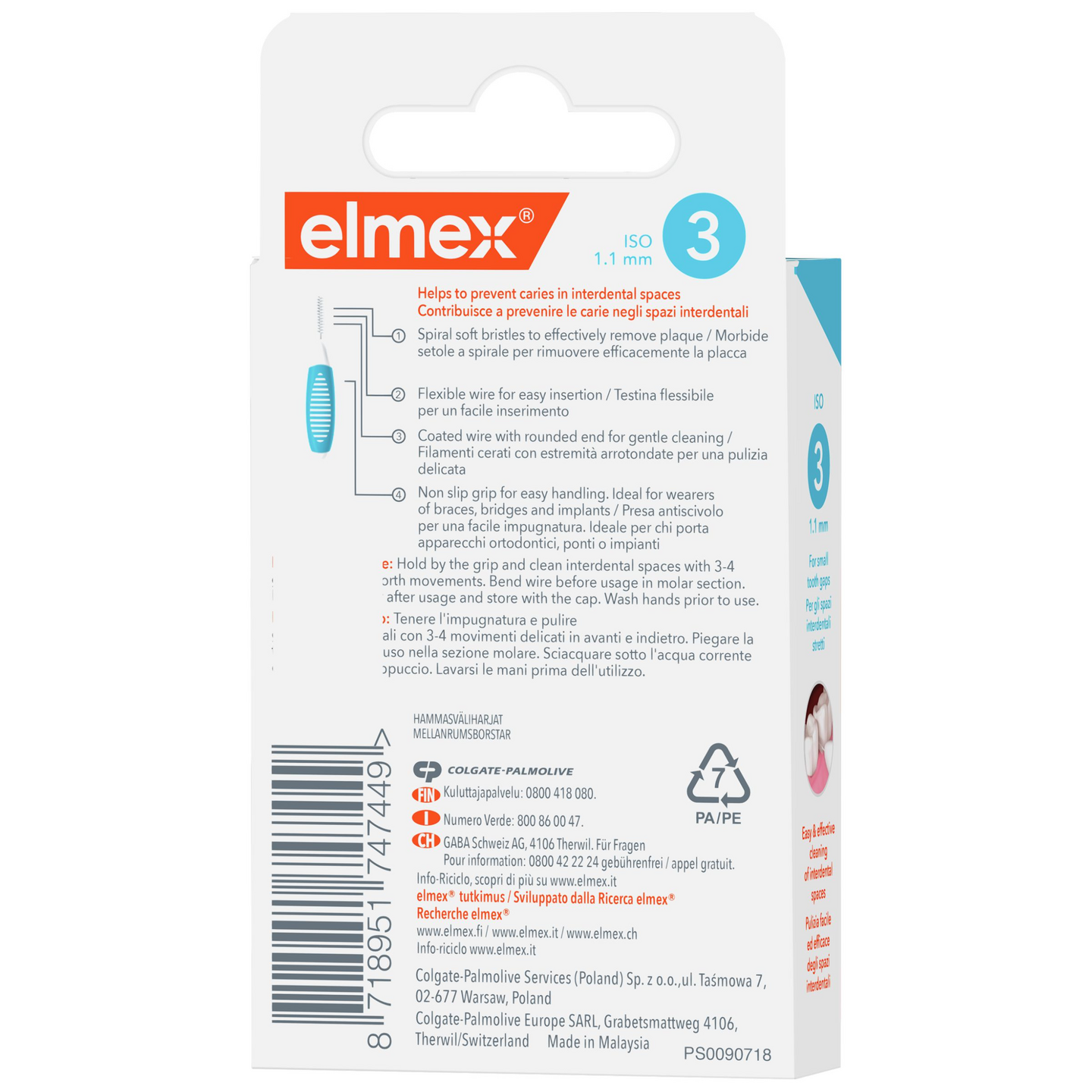 elmex hammasväliharja koko 3  8kpl