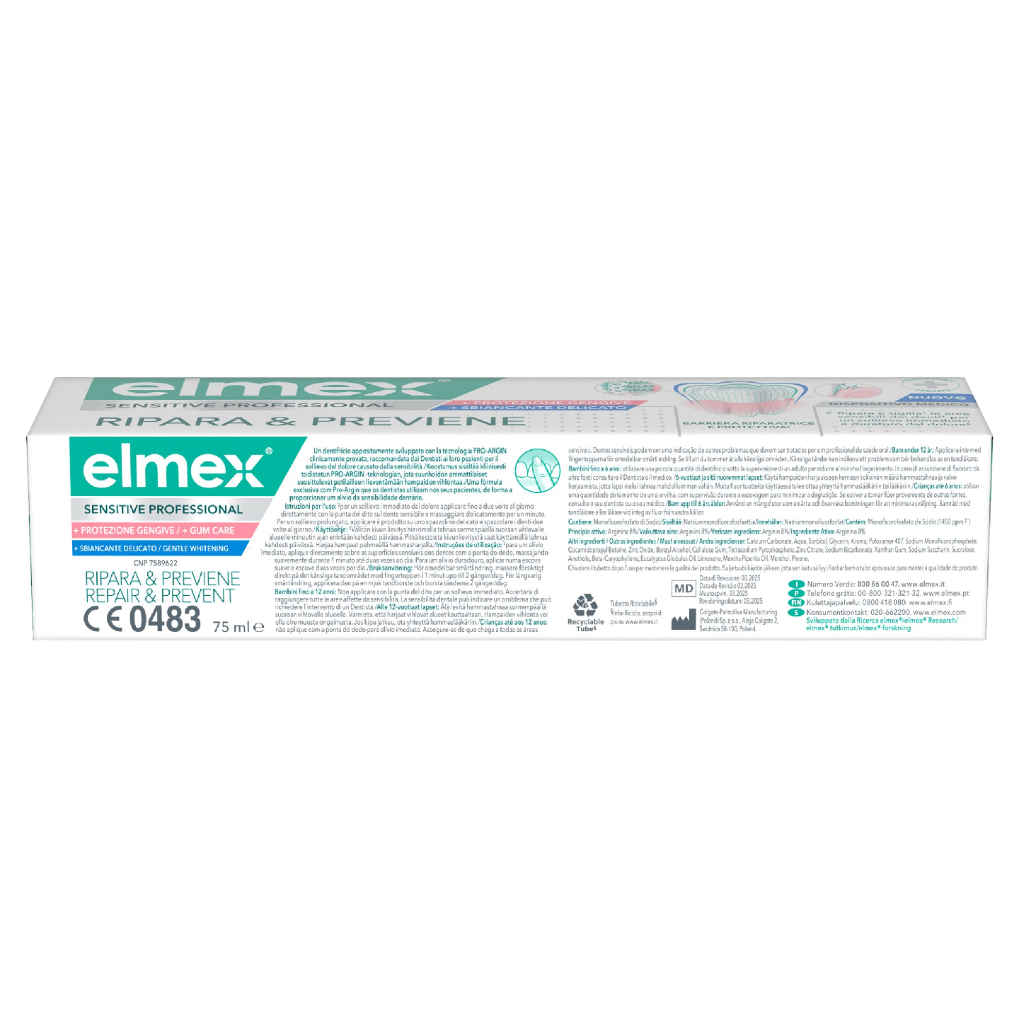 elmex Sensitive Professional Repair & Prevent + Gum + Gentle Whitening hammastahna 75ml