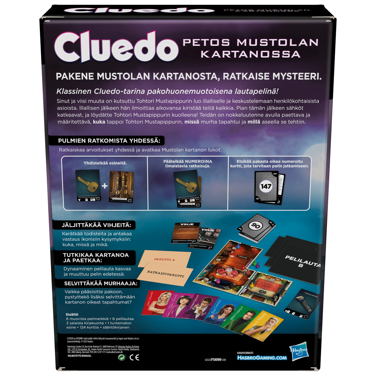 Cluedo Escape petos mustolan kartanolla -pakkohuonepeli (FI)