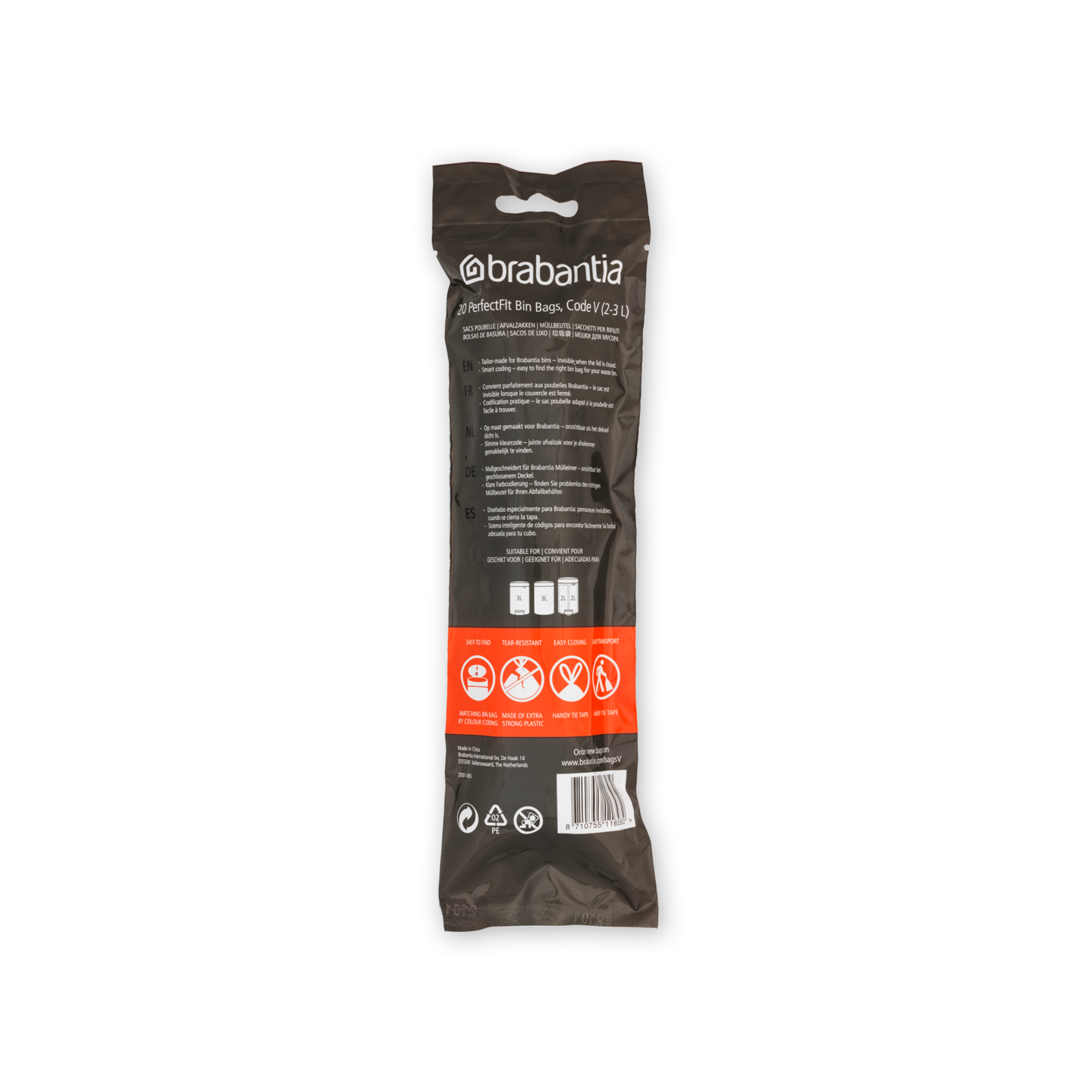 Brabantia PerfectFit roskapussit V 3 l, 20 pss