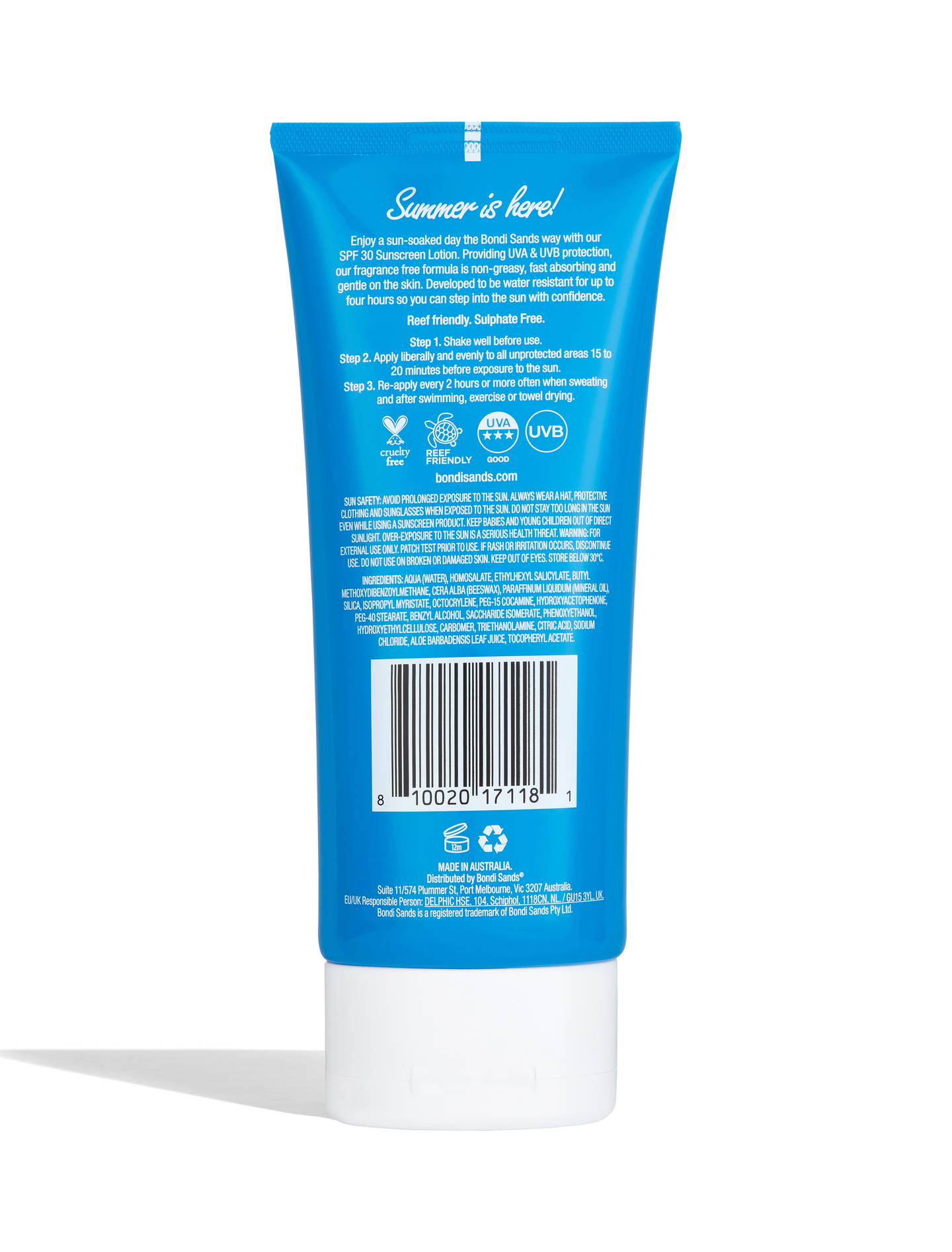 Bondi Sands aurinkosuoja SPF30 Lotion Fragrance Free Suncreen Lotion 150ml