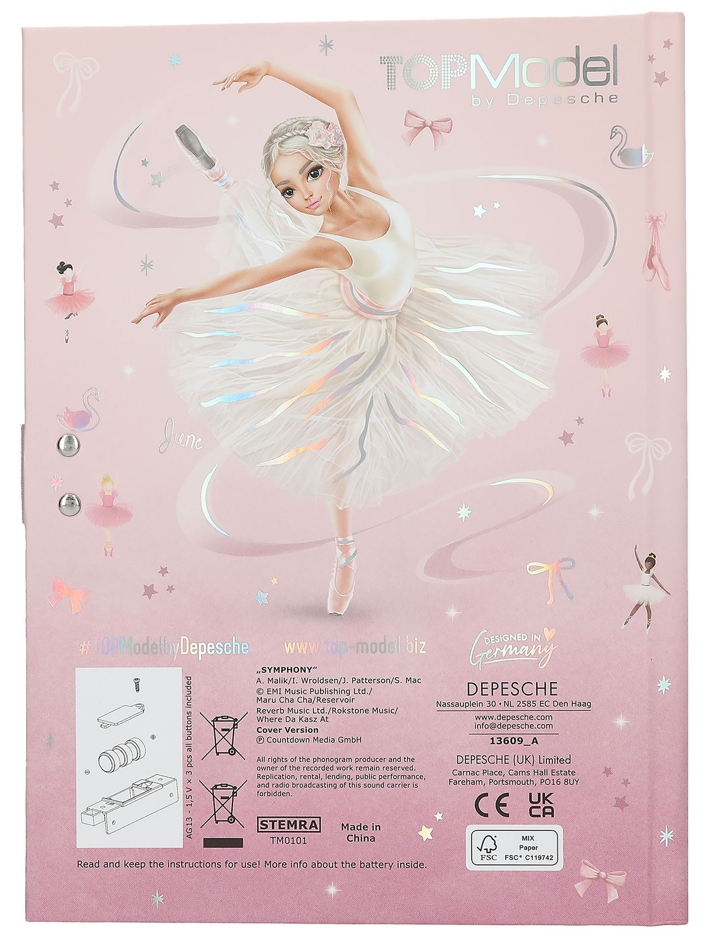 TOPModel BALLET Koodillinen & soiva päiväkirja