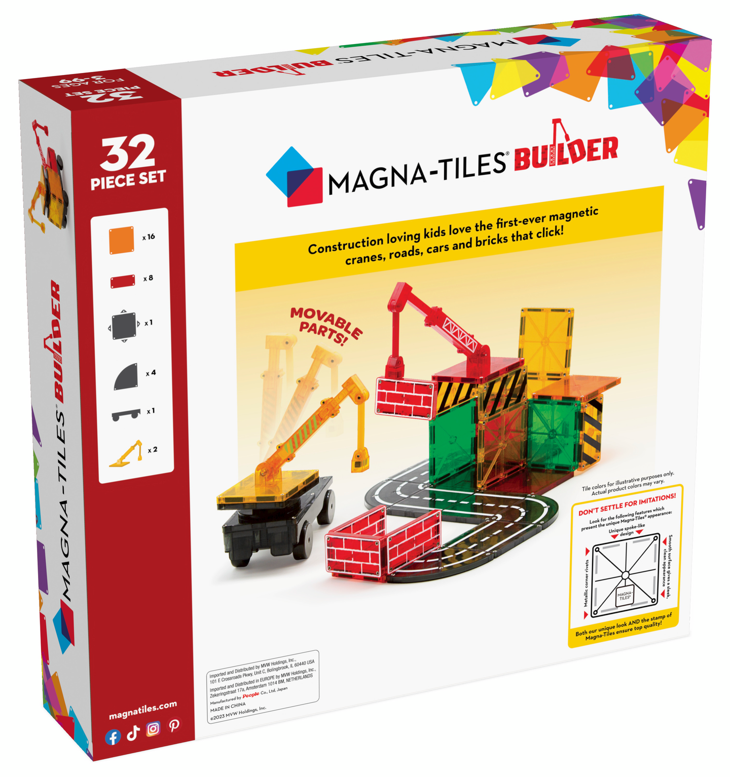 MAGNA-TILES® Builder -magneettirak.sarja, 32 osaa