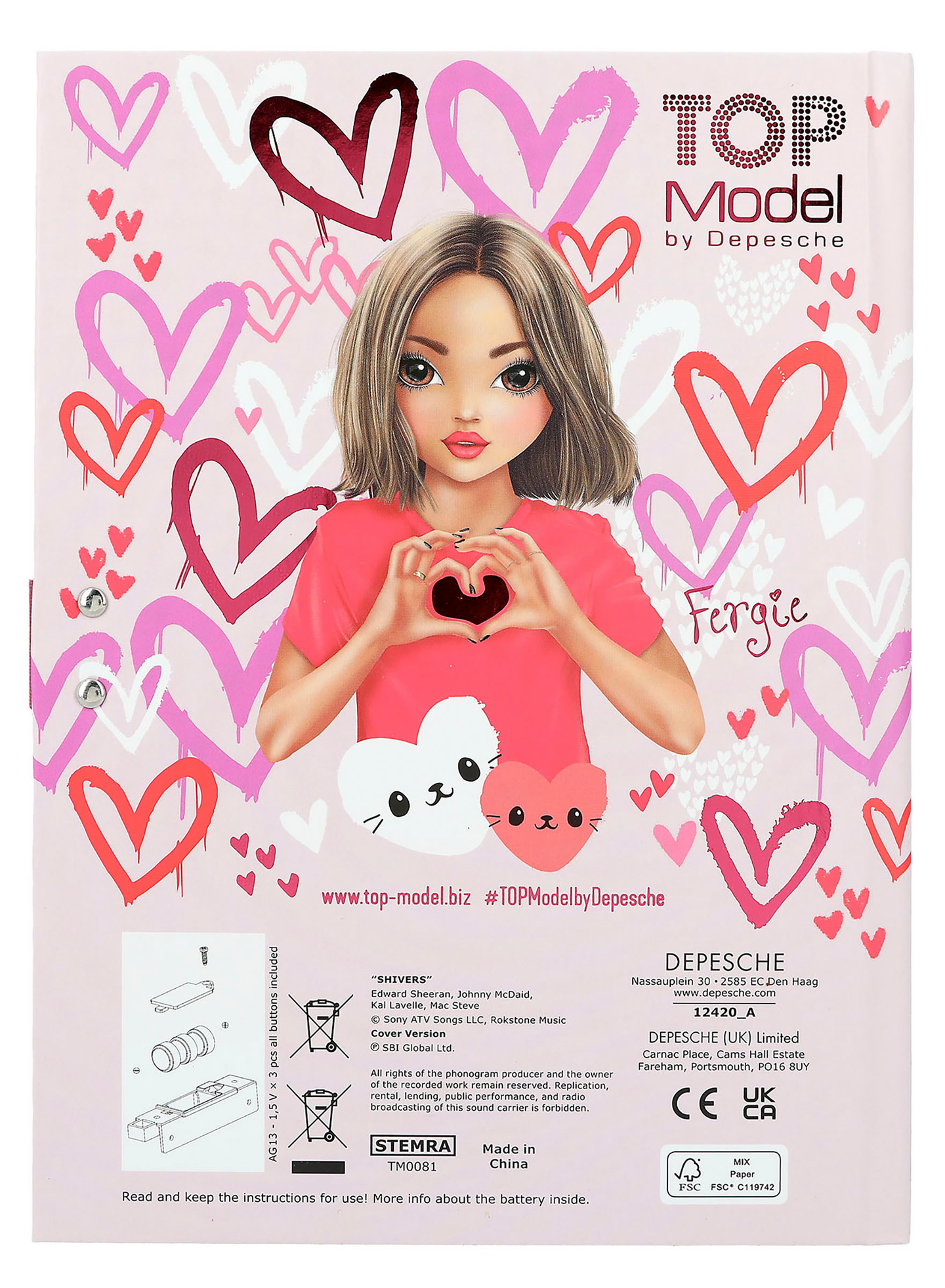 TOPModel One Love Koodillinen & soiva päiväkirja ONE LOVE
